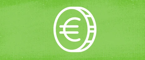 Strichzeichnung: Münze mit €-Symbol