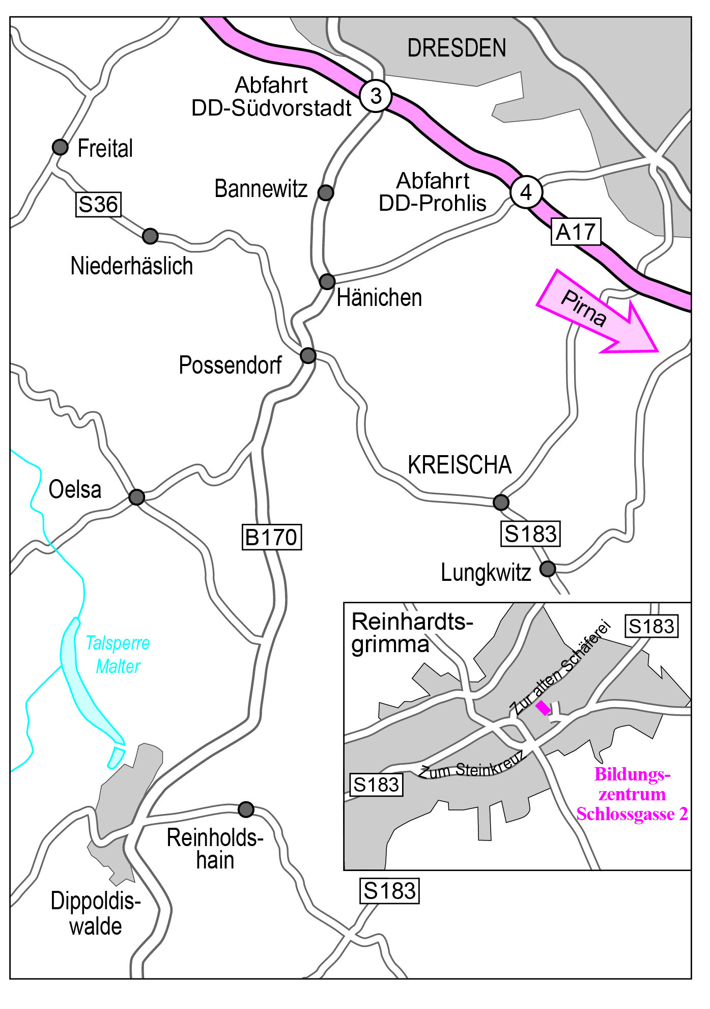Karte Anfahrt Reinhardtsgrimma