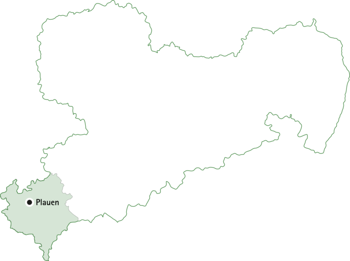 Umriss von Sachsen mit Zuständigkeitsbereich Plauen Umriss von Sachsen mit Zuständigkeitsbereich Plauen